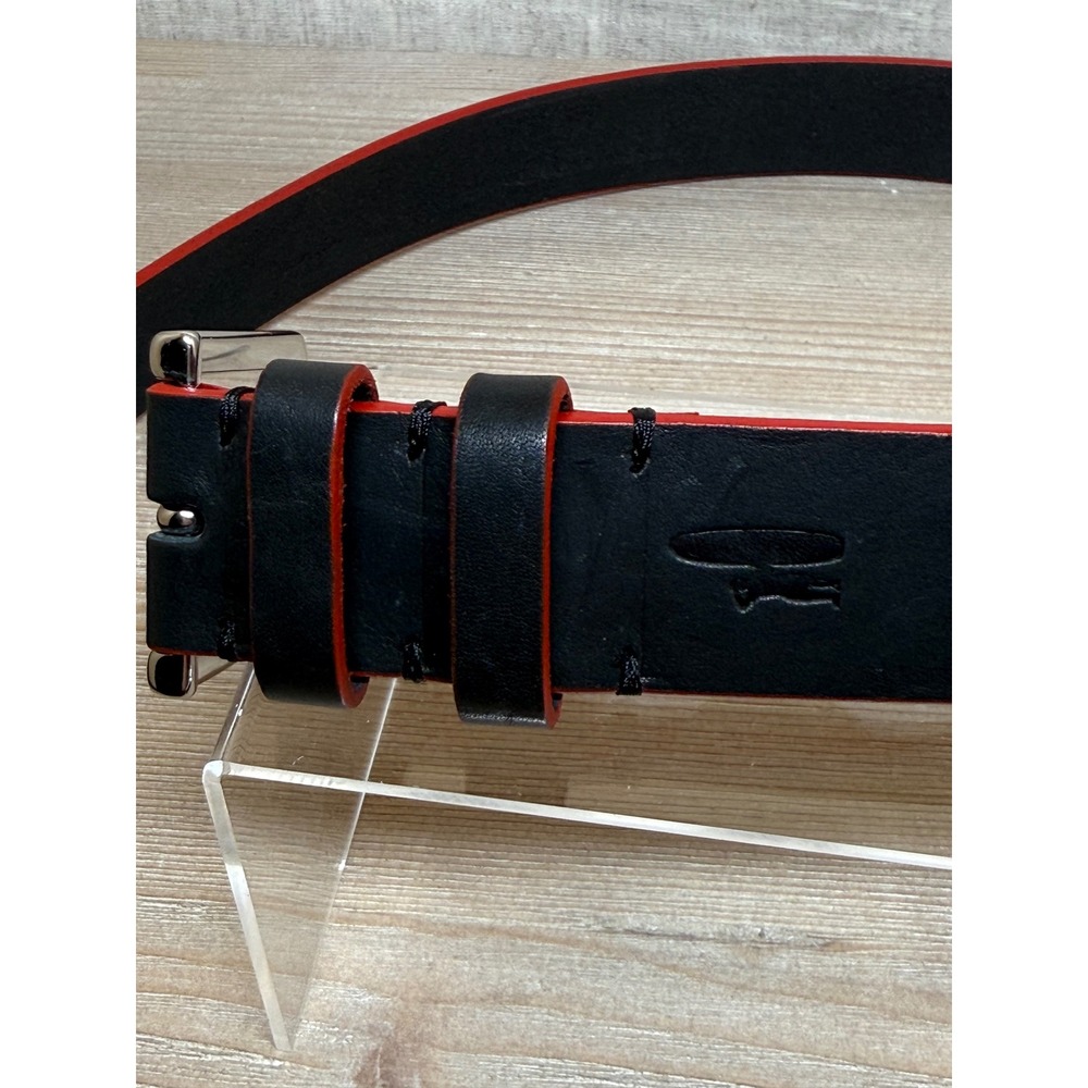 Excellent Johnnie-O Size 34 Belt Black Red Edge Genuine Leather Made in USA - Picture 7 of 7